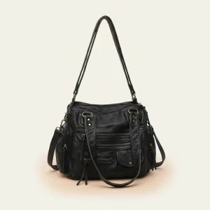 Sac étudiante bandoulière similicuir vintage - Vue 2 - sac étudiante