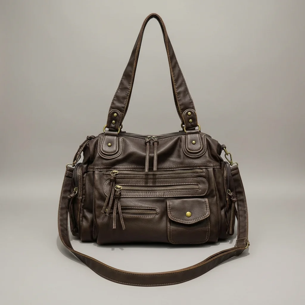 Sac étudiante cabas bandoulière multipoches - Vue 3 - sac étudiante