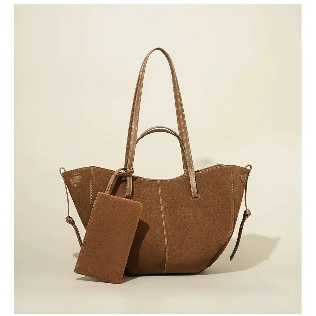 sac étudiante cabas en daim grand format - Vue 1 - sac étudiante