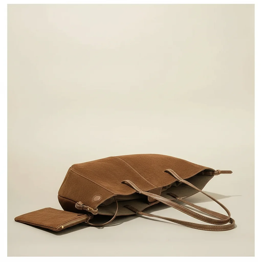 sac étudiante cabas en daim grand format - Vue 2 - sac étudiante