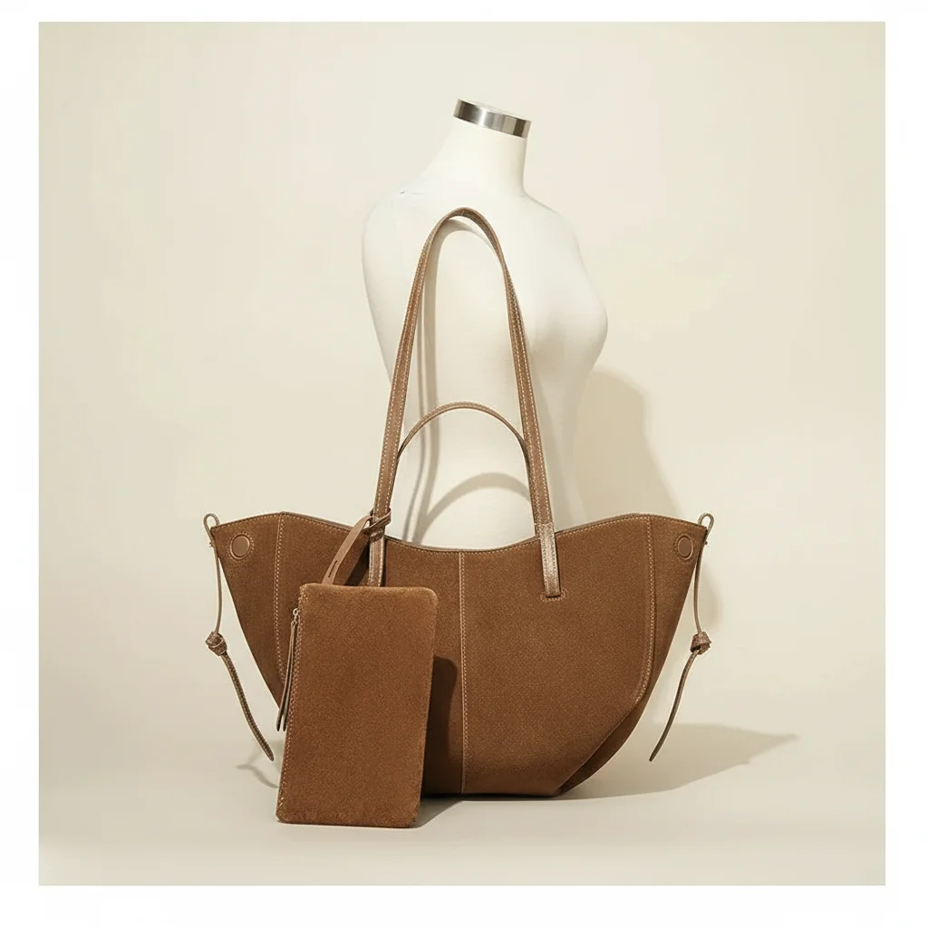 sac étudiante cabas en daim grand format - Vue 5 - sac étudiante