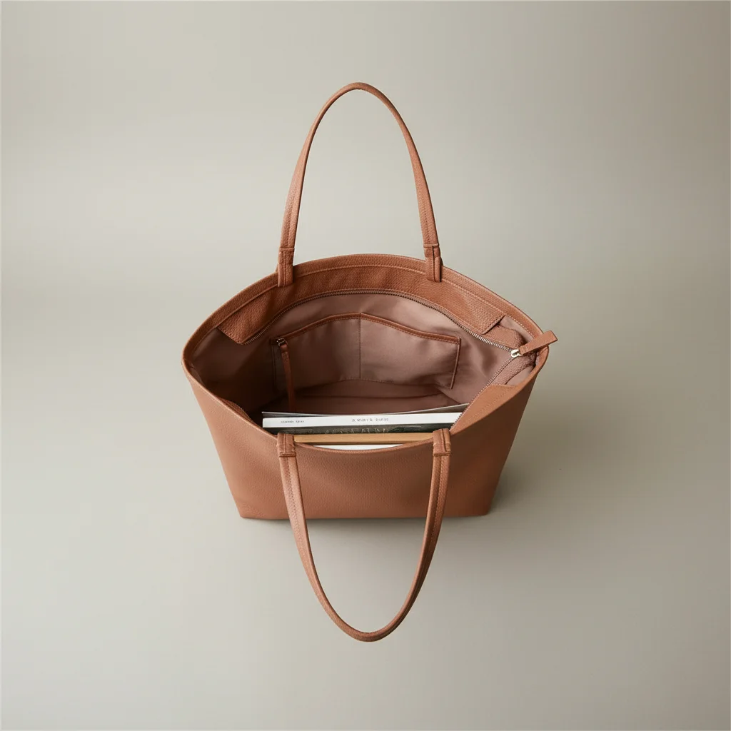 sac étudiante cabas grand format cuir grainé - Vue 3 - sac étudiante