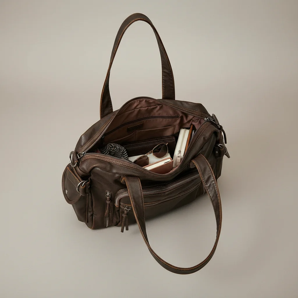 Sac étudiante cabas vintage bandoulière - Vue 3 - sac étudiante