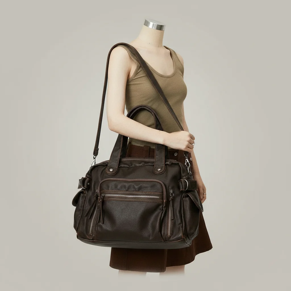 Sac étudiante cabas vintage bandoulière - Vue 5 - sac étudiante