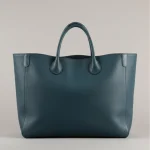 Sac étudiante grand format cuir bleu pétrole - Vue 1 - sac étudiante