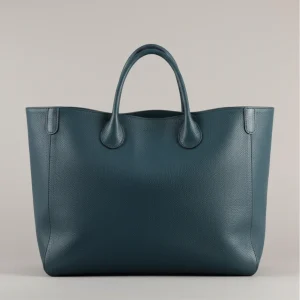 Sac étudiante grand format cuir bleu pétrole - Vue 1 - sac étudiante