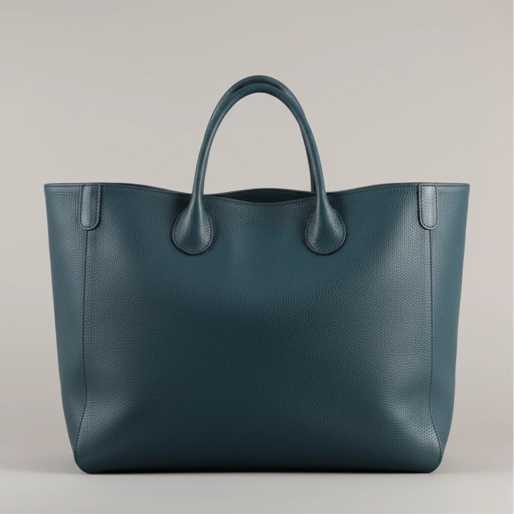 Sac étudiante grand format cuir bleu pétrole - Vue 1 - sac étudiante