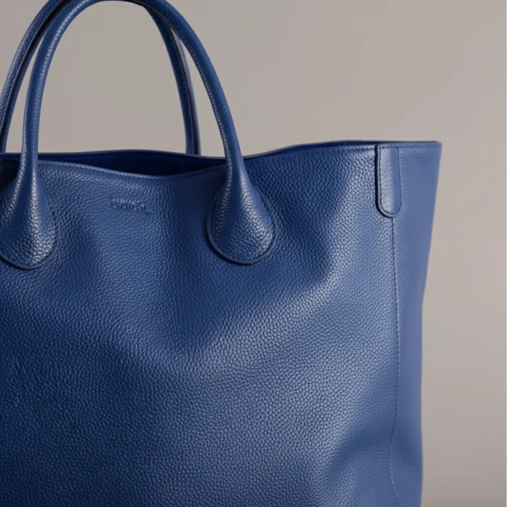 Sac étudiante grand format cuir bleu pétrole - Vue 4 - sac étudiante