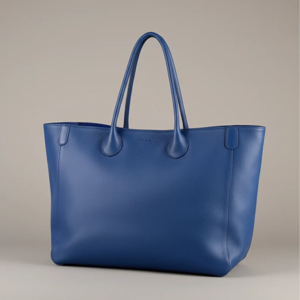 Sac étudiante grand format cuir bleu pétrole - Vue 5 - sac étudiante
