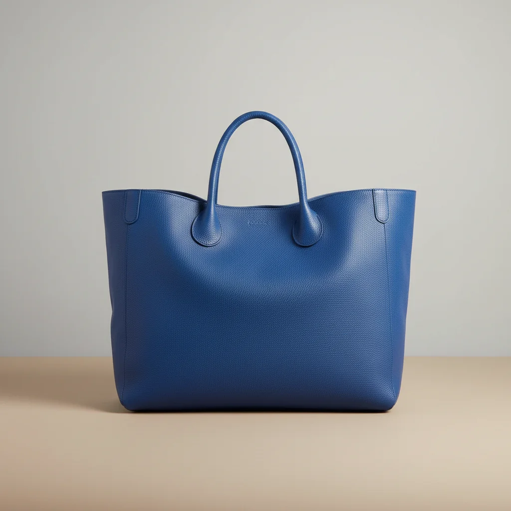 Sac étudiante grand format cuir bleu pétrole - Vue 6 - sac étudiante