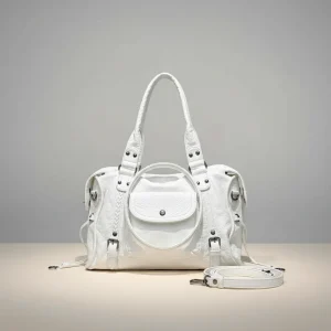 Sac étudiante grand format cuir pu blanc - Vue 2 - sac étudiante