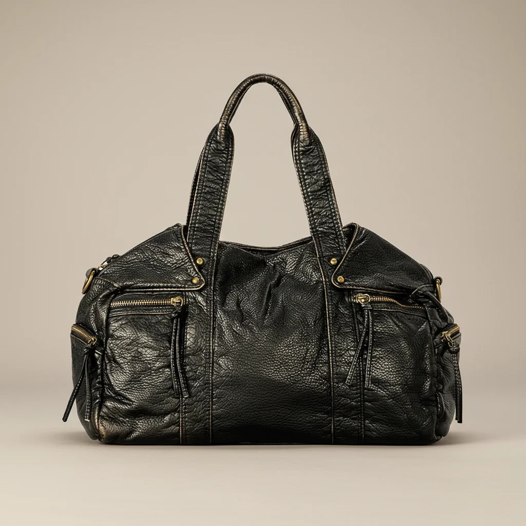Sac étudiante grand format cuir pu vintage - Vue 6 - sac étudiante