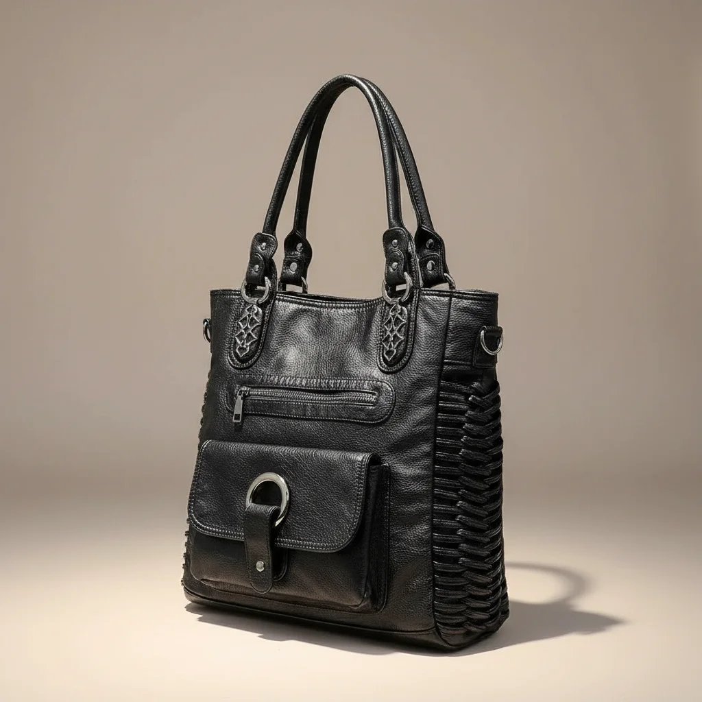 Sac étudiante lycée en similicuir grainé - Vue 3 - sac étudiante